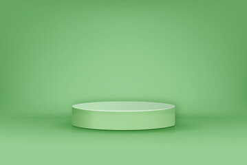 Light green 3D stage podium mockup for cosmetic and product placement, vector illustration