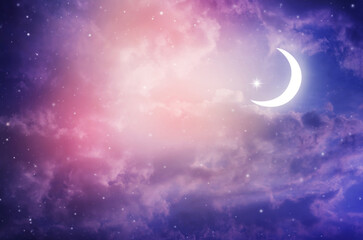 Obraz na płótnie Canvas Night sky and moon.