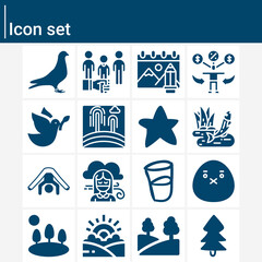 Fototapeta premium Simple set of peaceful related filled icons.