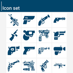 Simple set of shooting iron related filled icons.
