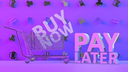 Buy now pay later BNPL online shopping internet retail e-commerce - illustration rendering