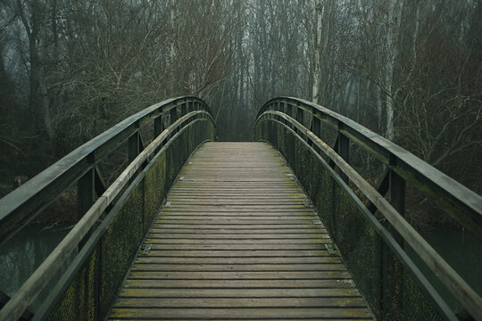 Bridge on a foggy day.