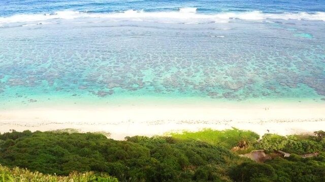 drone view beautiful ocean yoshino beach miyako island Okinawa