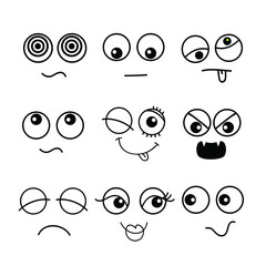 set of colorless hand drawn faces