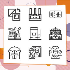 Simple set of 9 icons related to houses