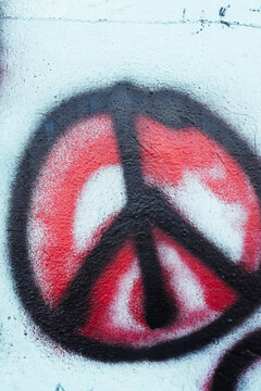 Peace symbol painted on wall