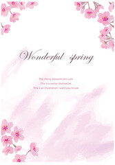 Fototapeta na wymiar 桜に囲まれた文字スペースのあるベクター イラスト