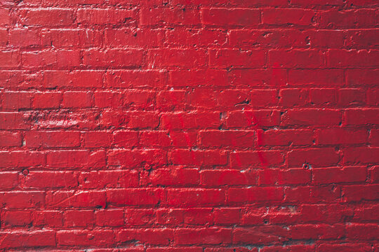 Fototapeta Painted red brick wall