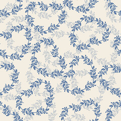 seamless valentine day pattern background with blue heart heart line from ivy plant