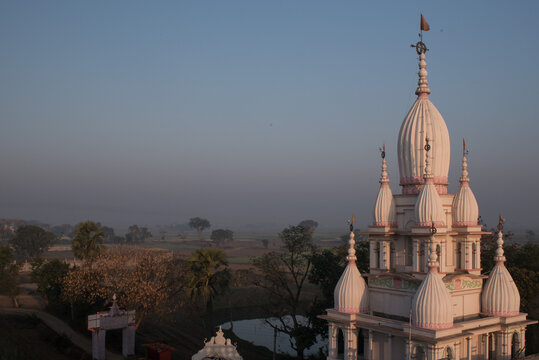 Indian temple architecture at sunrise. West Bengal. India