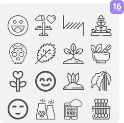 Simple set of flower related lineal icons.