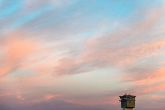 air traffic control tower by morning light