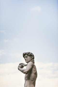 Michelangelo's David Statue against Empty Sky