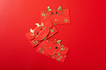 red pockets for the year Ox and the Chinese means luck and fortune