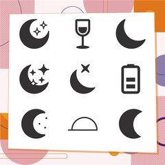 Simple set of 9 icons related to fifty percent