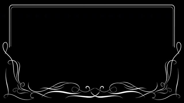 animated line art circular floral frame with alpha channel