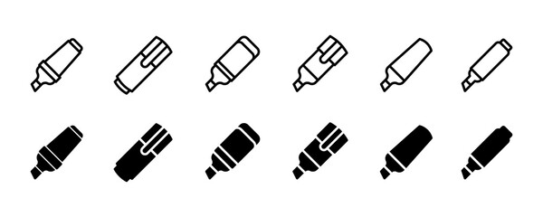 Highlighter icon set. Vector graphic illustration. Suitable for website design, logo, app, template, and ui. 