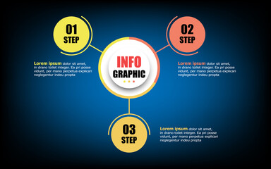 Infographic circle timeline 3 elements and number. Business concept with 3 steps. Presentation business infographics template with three options. Can use process diagram, workflow layout, info graph.