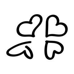 Obraz premium four hearts, hand drawn grunge love heart, black heart freehand drawing, smooth lines doodle