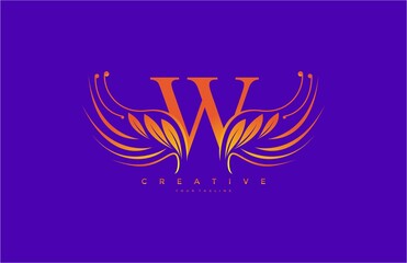 Modern Color Gradient W Typography Flourishes Logogram Beauty Wings Logo