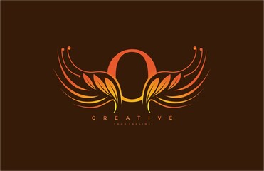Modern Color Gradient O Typography Flourishes Logogram Beauty Wings Logo