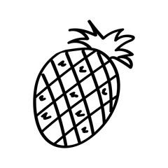 Pineapple hand-drawn, isolated on a white background. stock illustration.doodle smooth lines, vegetarian food