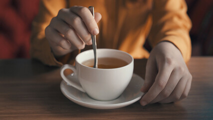 white cup with hot tea tradition breakfast relaxation
