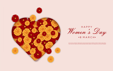 International women's day, two happy women sitting with flowers