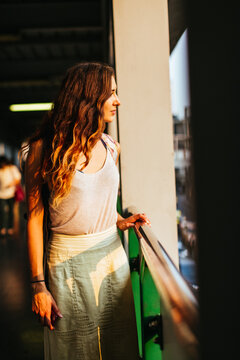 Beautiful woman walking in the city