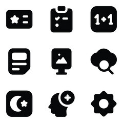 
Set of Modern Education Solid Icons
