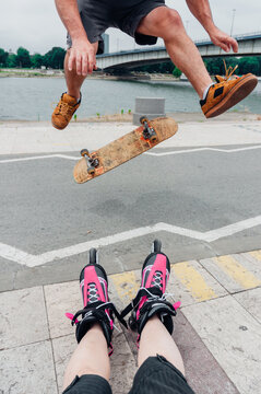 Man doing trick with skateboard