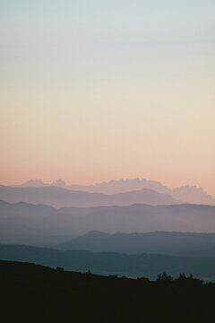 Foggy landscape in Pla de la calma, Catalunya, SPAIN. Montanyes de Montserrat.