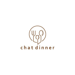 Obraz premium chat logo food and drink fork design vector illustration