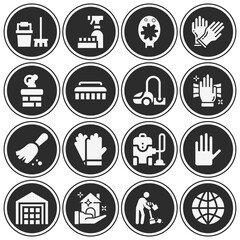 16 pack of sweeping  filled web icons set