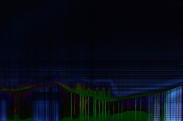 dark abstract digital background: damaged screen matrix with interference of monitor and camera matrices