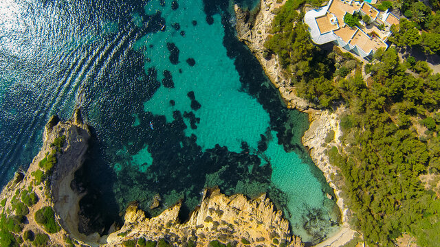 Aerial view of a beautiful small beach