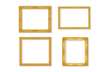 Set of golden vintage frame isolated on white background with clipping path included.