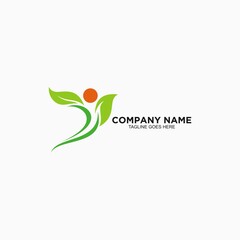 Green leaf logo design template for business company 