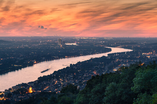 The River Rhine at Bonn (Germany) Shortly after Sunset
