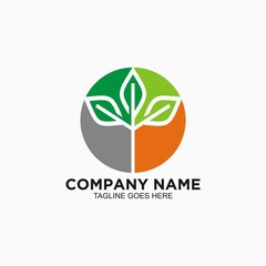 Green leaf logo design template for business company 