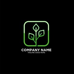 Green leaf logo design template for business company 