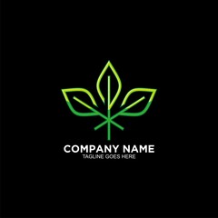 Green leaf logo design template for business company 