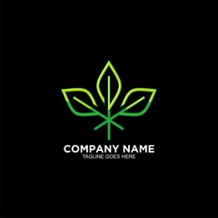 Green leaf logo design template for business company 