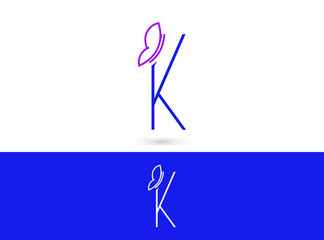 Fototapeta na wymiar Letter K butterfly logo design. Vector combination of animals and letter