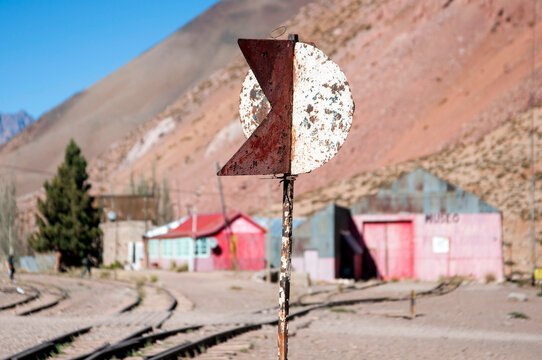 A sign by a disused railway.