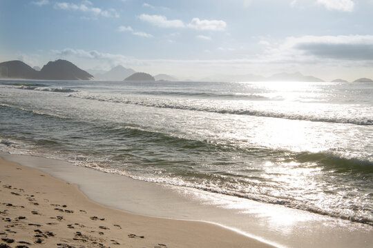  Citizens sunbathe on the beach of Copacabana