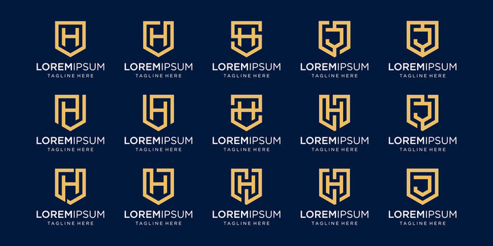 Set of abstract initial letter H logo template. icons for business of fashion, sport, automotive