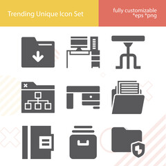 Simple set of contents related filled icons.