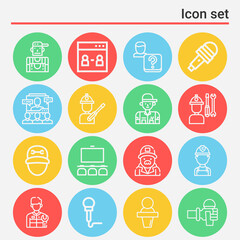 16 pack of group discussion  lineal web icons set