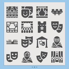 Simple set of music hall related filled icons.